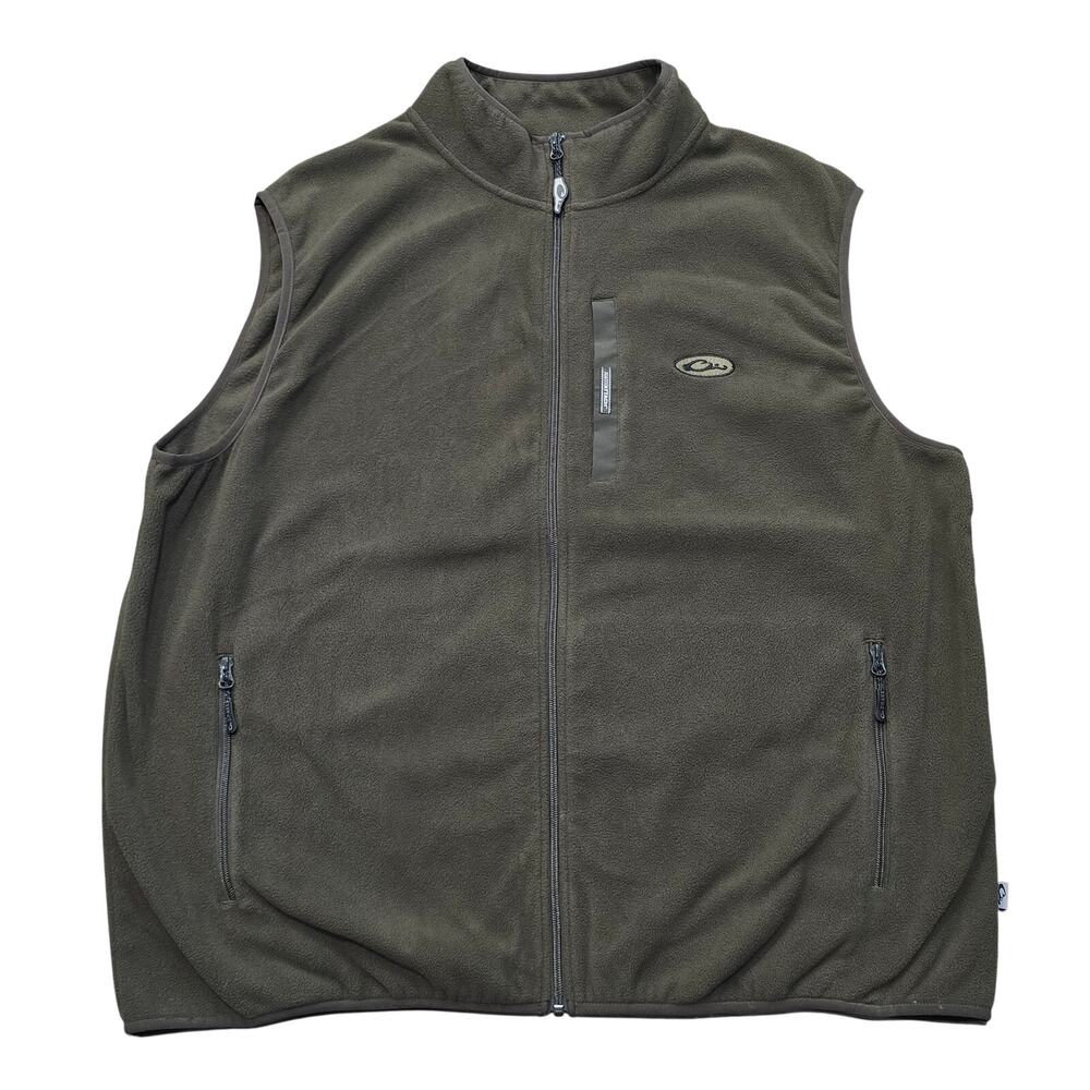 Drake Waterfowl Systems Green Full Zip Brown Vest Fleece